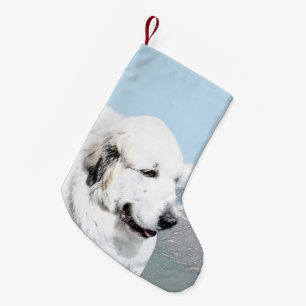 Great Pyrenäen Malerei - Original Hundekunst Kleiner Weihnachtsstrumpf