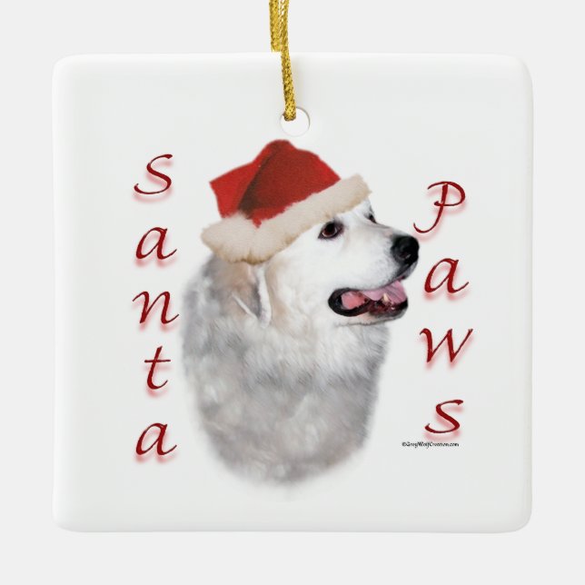 Great Pyrenäen Santa Paws Keramikornament (Vorderseite)
