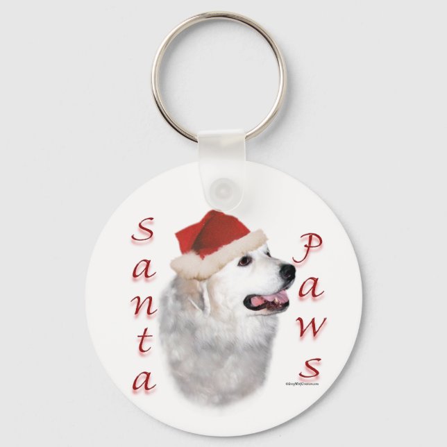 Great Pyrenäen Santa Paws Schlüsselanhänger (Vorderseite)