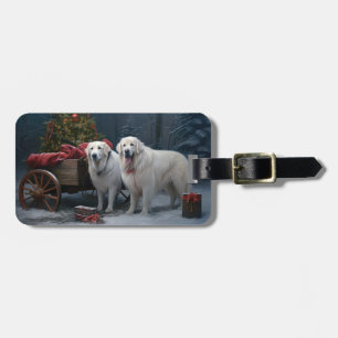 Great Pyrenäen Snowy Sleigh Weihnachtsdekor Gepäckanhänger