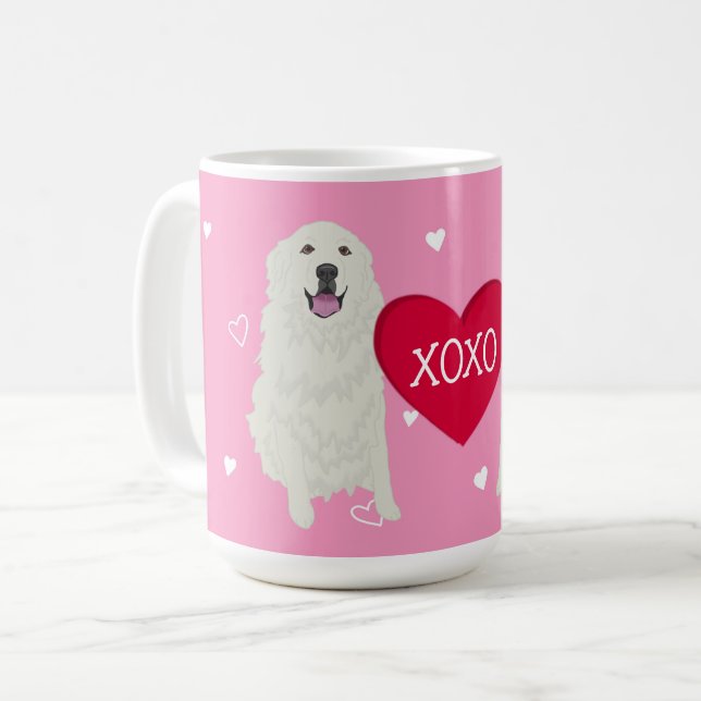 Great Pyrenäen Valentinstag Kaffeetasse (Vorderseite Links)