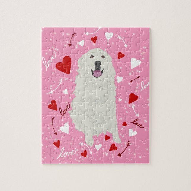 Great Pyrenäen Valentinstag Puzzle (Vertikal)