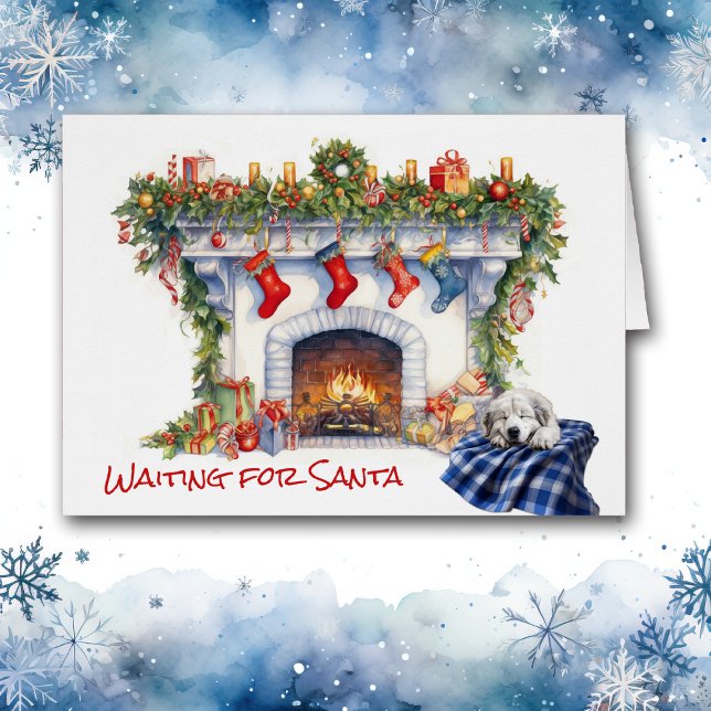 Great Pyrenäen Welpe Kamin warten auf Santa (Von Creator hochgeladen)
