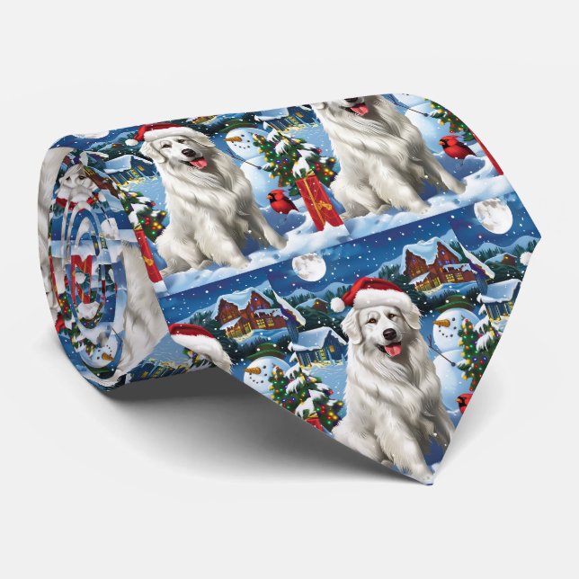 Great Pyrenäen Winter Wunderland Weihnachtsfreuden Krawatte (Gerollt)
