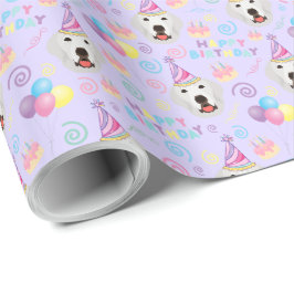 Great Pyrenees Birthday Gift Wrapping Paper Purple Geschenkpapier