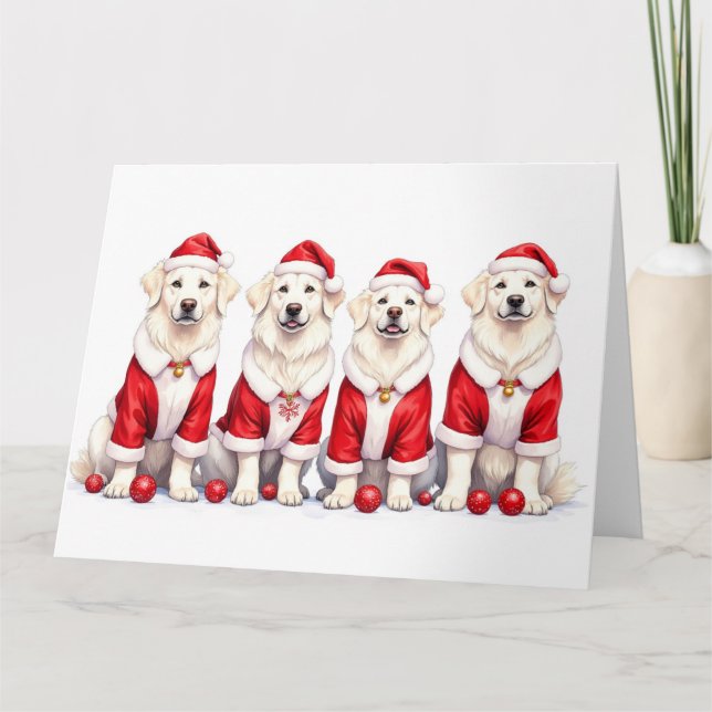 Great Pyrenees Christmas Dress Santa Hat Karte (Vorderseite)