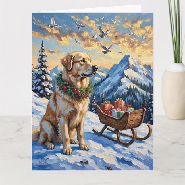 Great Pyrenees Christmas Mountain Holiday Karte (Vorderseite)