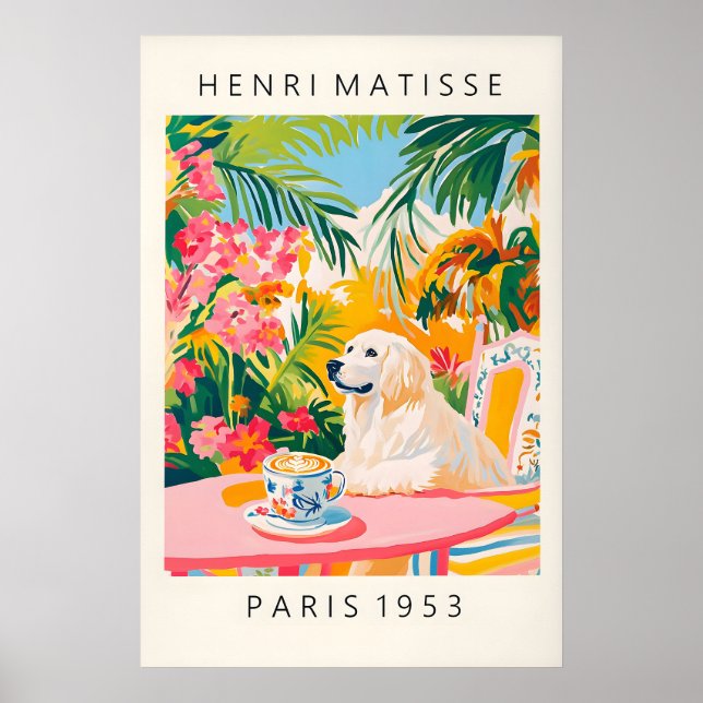 Great Pyrenees Dog Art Print, Matisse Style, Funny Poster (Vorne)