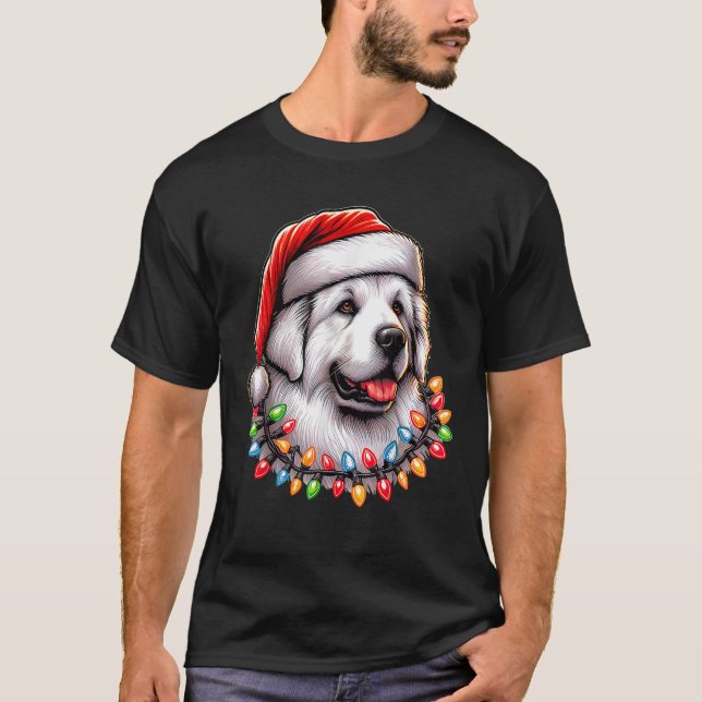 Great Pyrenees Dog Christmas Hat Xmas  T-Shirt (Vorderseite)