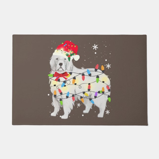 Great Pyrenees Dog Christmas Light Xmas Mom Dad Fußmatte (Vorderseite)
