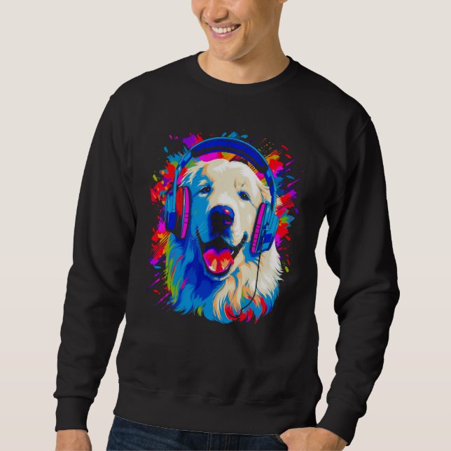Great Pyrenees Dog DJ Music Sweatshirt (Vorderseite)