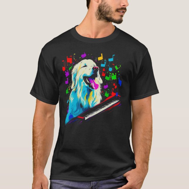 Great Pyrenees Dog Pianist T-Shirt (Vorderseite)