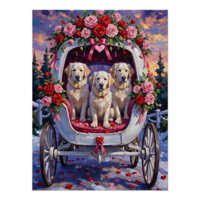Great Pyrenees Dog Valentine's Day Poster (Vorderseite)