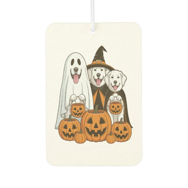 Great Pyrenees Hund Geist Hexe Halloween passend  Autolufterfrischer (Vorderseite)