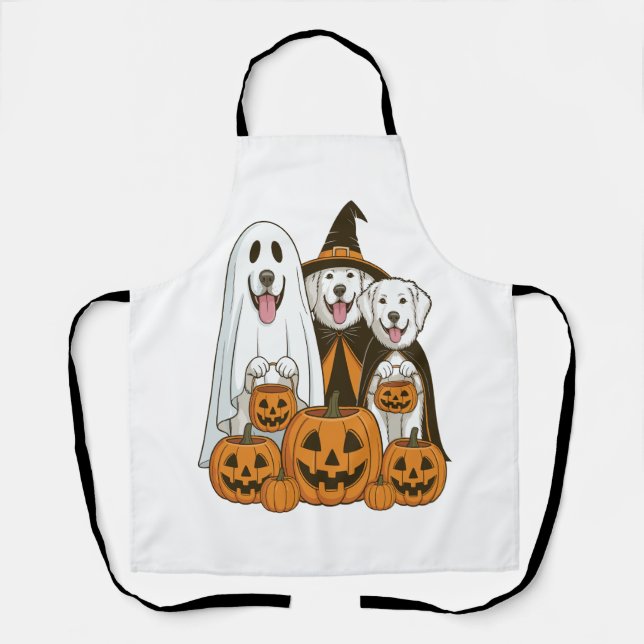 Great Pyrenees Hund Geist Hexe Halloween passend  Schürze (Vorderseite)