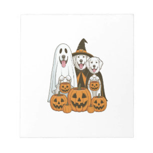 Great Pyrenees Hund Geisterhexe Halloween passend Notizblock