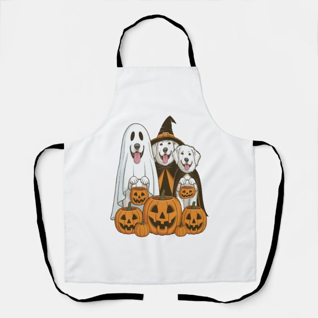 Great Pyrenees Hund Geisterhexe Halloween passend  Schürze (Vorderseite)