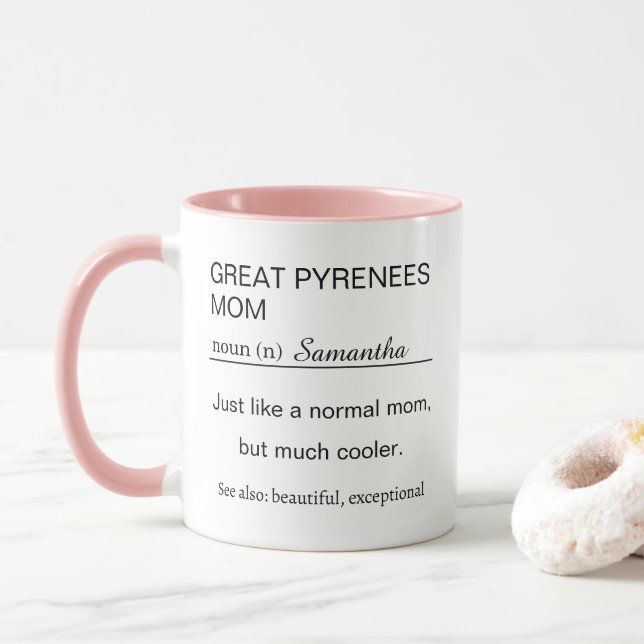 Great Pyrenees Mom Definition Mug Dog Lover Gifts Tasse (Mit Donut)