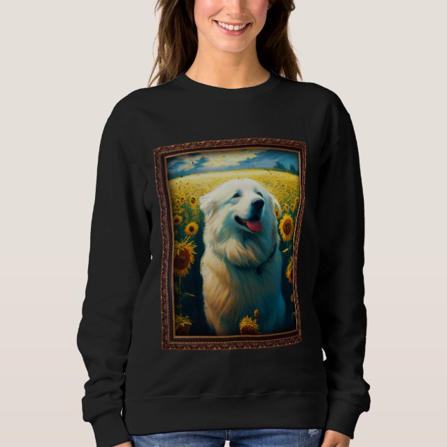 Great Pyrenees Painting Sunflower Flower Mom Women Sweatshirt (Vorderseite)