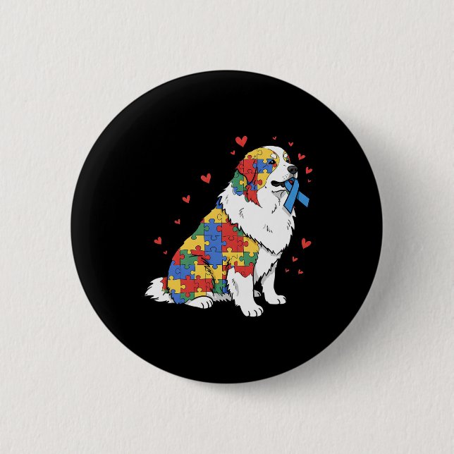 Great Pyrenees Puzzle Autismus-Bewusstsein Autisti Button (Vorderseite)