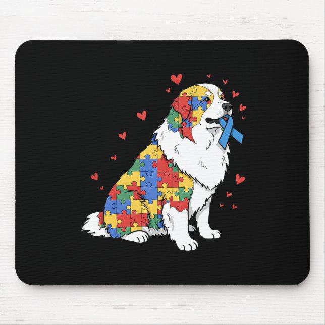 Great Pyrenees Puzzle Autismus-Bewusstsein Autisti Mousepad (Vorne)