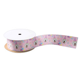 Great Pyrenees Satin Ribbon in Pink Satinband