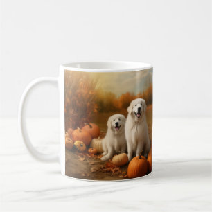 Great Pyrenees Welpe Herbstfreude Kürbis Kaffeetasse