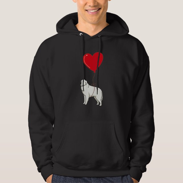 Great Pyrenees With Heart Balloon Valentines Day L Hoodie (Vorderseite)
