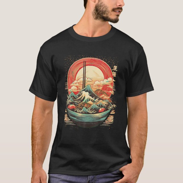 Great Ramen Welle Vintag japanisch Stil T Shirt (Vorderseite)