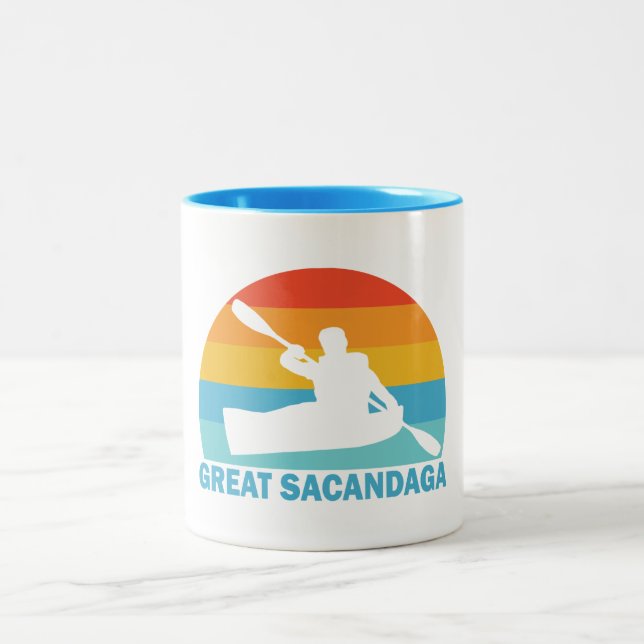 Great Sacandaga Lake New York Kayak Zweifarbige Tasse (Mittel)