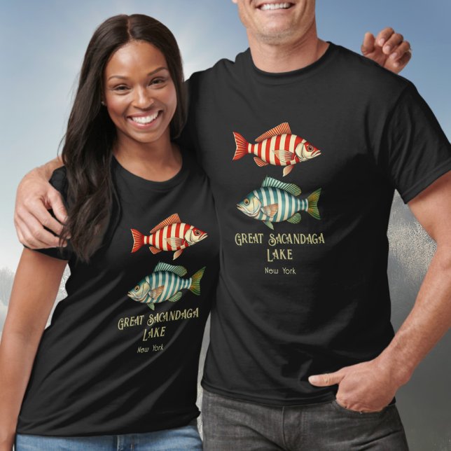 Great Sacandaga Lake New York nautischer Fisch T-Shirt (Von Creator hochgeladen)