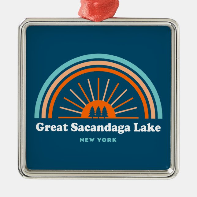 Great Sacandaga Lake New York Rainbow Ornament Aus Metall (Vorne)