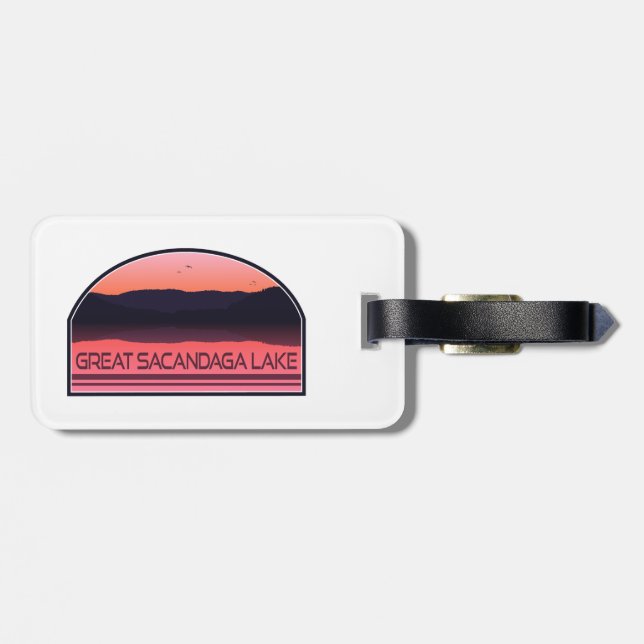 Great Sacandaga Lake New York Red Sunrise Gepäckanhänger (Rückseite horizontal)