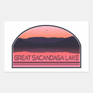 Great Sacandaga Lake New York Red Sunrise Rechteckiger Aufkleber