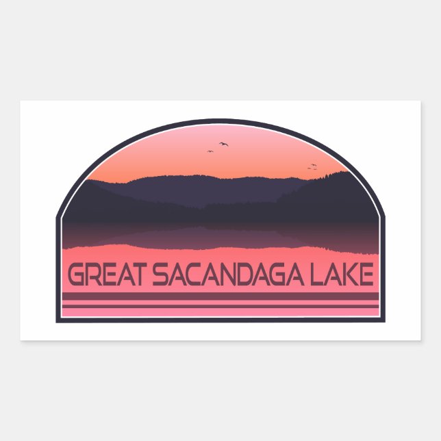 Great Sacandaga Lake New York Red Sunrise Rechteckiger Aufkleber (Vorderseite)