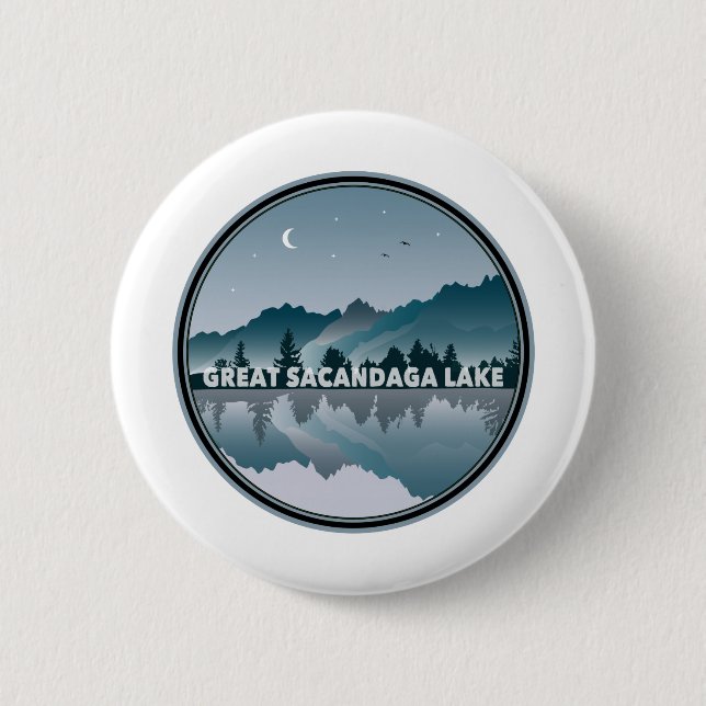 Great Sacandaga Lake New York Reflektion Button (Vorderseite)