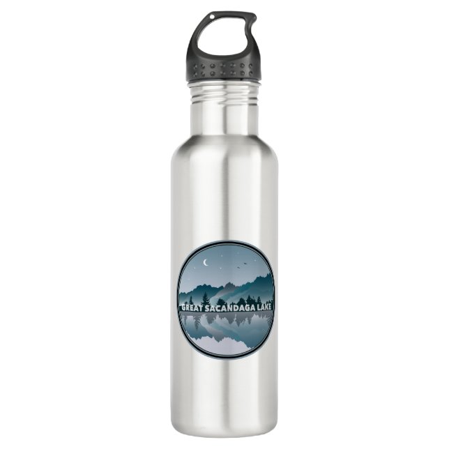 Great Sacandaga Lake New York Reflektion Edelstahlflasche (Vorderseite)