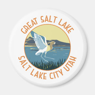 Great Salt Lake American Avocet Retro gestört Magnet