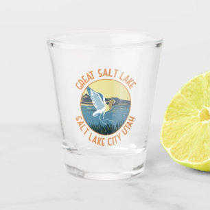 Great Salt Lake American Avocet Retro gestört Schnapsglas