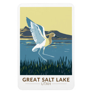 Great Salt Lake American Avocet Travel Art Vintag Magnet