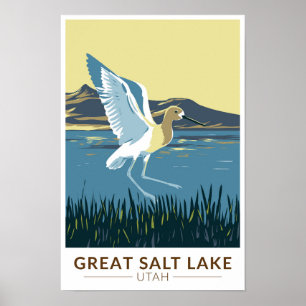 Great Salt Lake Amerikanischer Avocet Reise Kunst  Poster