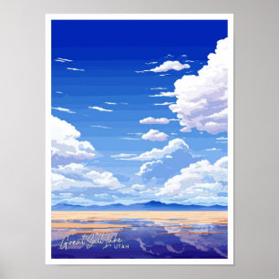 Great Salt Lake Utah Reisen Vintage Abbildung Poster