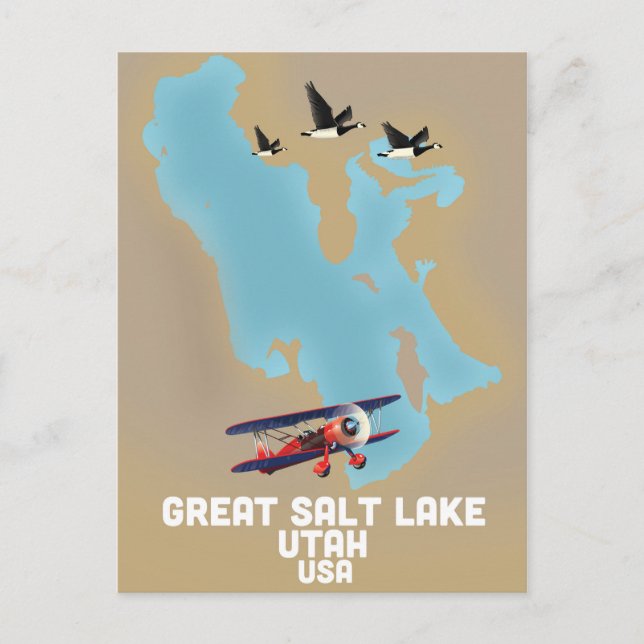 Great Salt Lake, Utah Travel Poster Postkarte (Vorderseite)