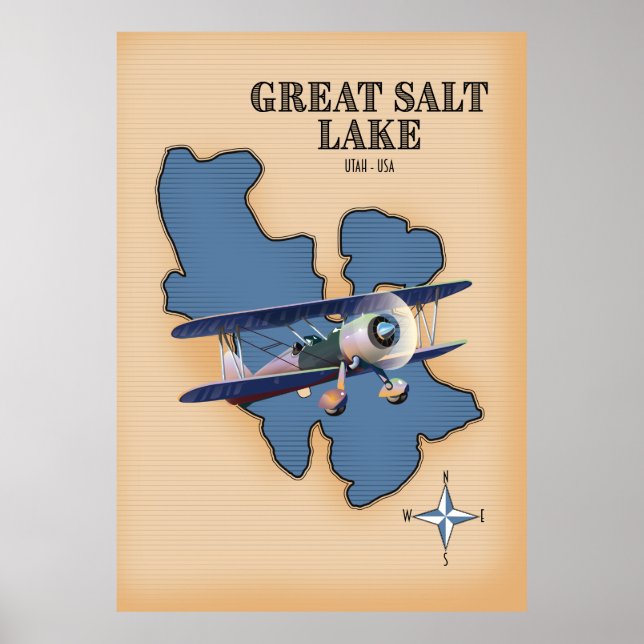 Great Salt Lake Utah Vintage Styleskarte Poster (Vorne)