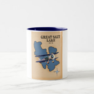 Great Salt Lake Utah Vintage Styleskarte Zweifarbige Tasse