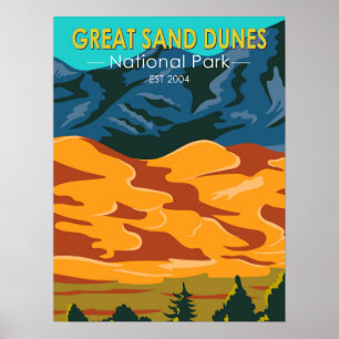 Great Sand Dunes Nationalpark Colorado Vintag Poster
