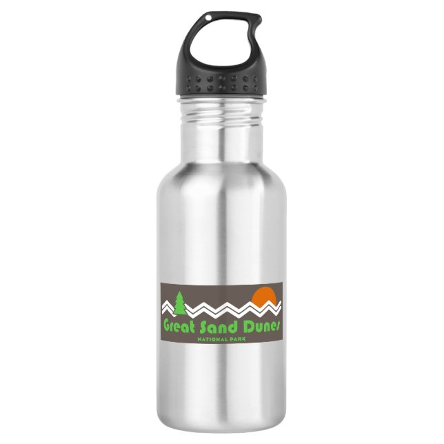 Great Sand Dunes Nationalpark Retro Edelstahlflasche (Vorderseite)