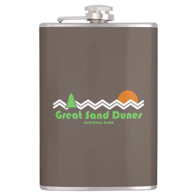 Great Sand Dunes Nationalpark Retro Flachmann (Vorderseite)