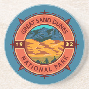 Great Sand Dunes Nationalpark Retro Kompass Getränkeuntersetzer