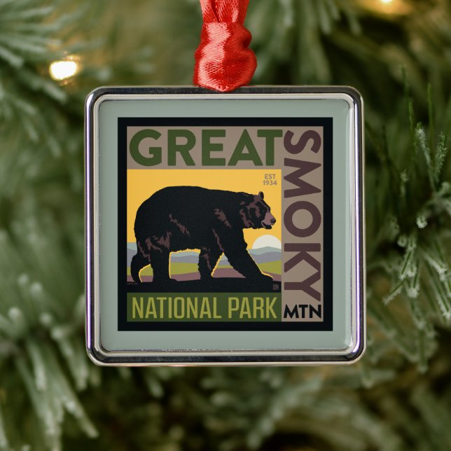 Great Smoky Mountain National Park| Bear Ornament Aus Metall (Baum)